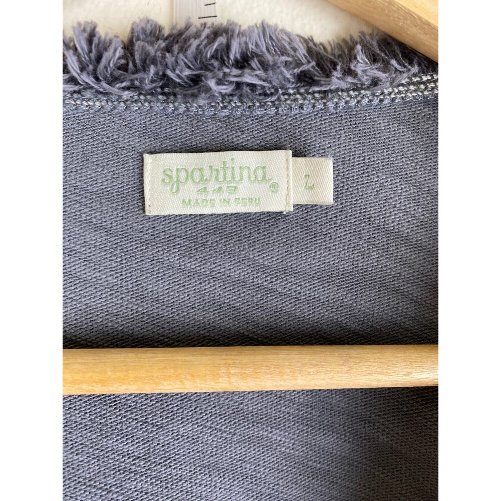 Spartina 449 Clara Convertible Cardigan Fringe Cotton Gray L - Picture 13 of 16